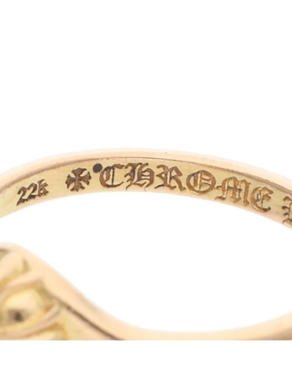 Chrome Hearts 22k Bubblgm Mini Half Bubblegum Cross Ball Gold Ring